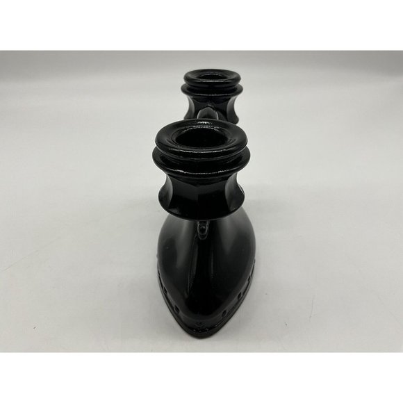 L.E. Smith Vtg Mt. Pleasant Black Amethyst Depression Glass Double Candle Holder - Picture 8 of 15